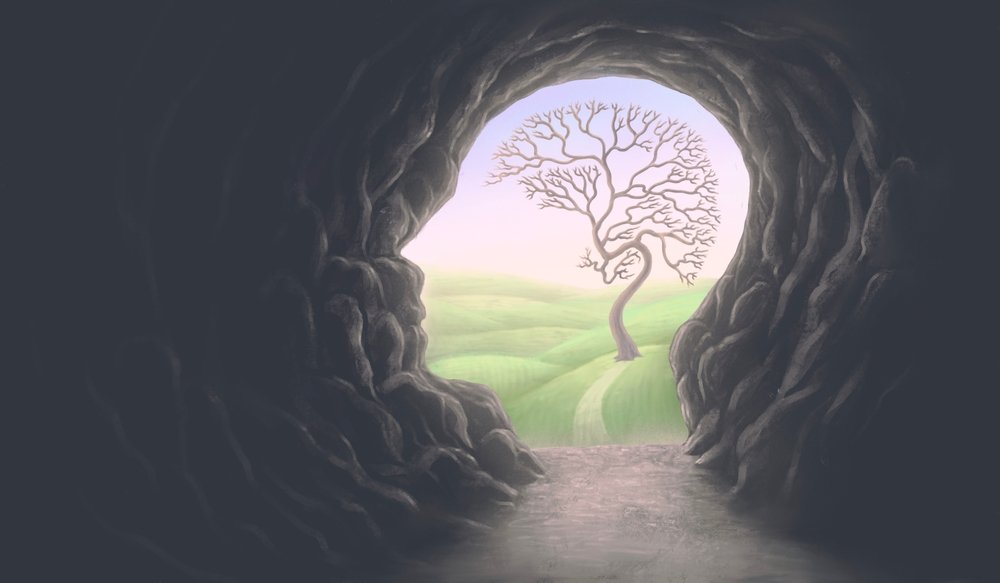 Brain,Tree,With,Human,Head,Cave,,Idea,Concept,Of,Thinking